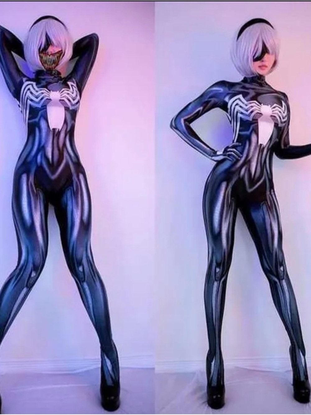 Venom Spiderman Full Body Zentai Suit Cosplay Costume XS